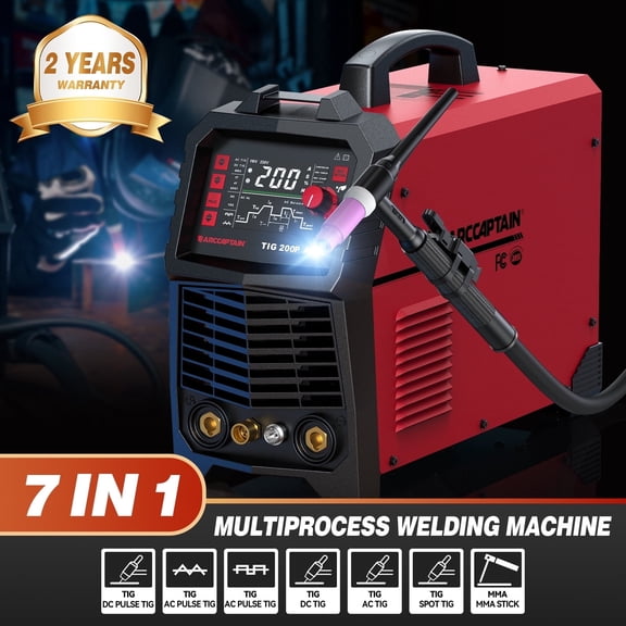 ARCCAPTAIN TIG Welder DASH-ARC AC DC with Pulse MultiProcess 200 Amp Aluminum 110V 220V
