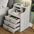 thumbnail image 6 of Set of 2 Nightstand with Charging Station, Night Stand with Hutch & Storage Drawers, End Table Side Table Bedroom,Grey-2PCS, 6 of 11