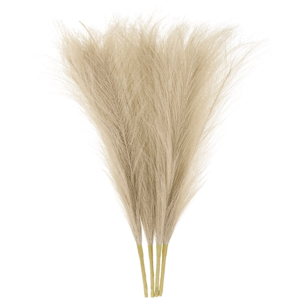 4 Paquetes de Hierba Pampas Falsa de 17 Pulgadas 6 Tallos Hierba Artificial para Decoración, Café Oscuro