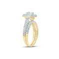 thumbnail image 3 of 14kt Yellow Gold Princess Diamond Halo Bridal Wedding Ring Band Set 1-1/4 Cttw, 3 of 4