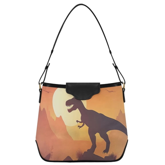 ALAZA Women Hobo Shoulder Handbag Dinosaur at Sunset Print Tote Bag Large Capacity Purse