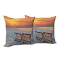 thumbnail image 6 of Ambesonne Nature Throw Pillow Cover 2 Pack, Beach with Colorful Sky, 24", Orange Red Grey, 6 of 6