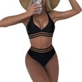 thumbnail image 3 of Women Swinsuit, Halter  Two Piece Swimsuit Charming  For Beach Parties For Surfing For Female Black M, 3 of 6