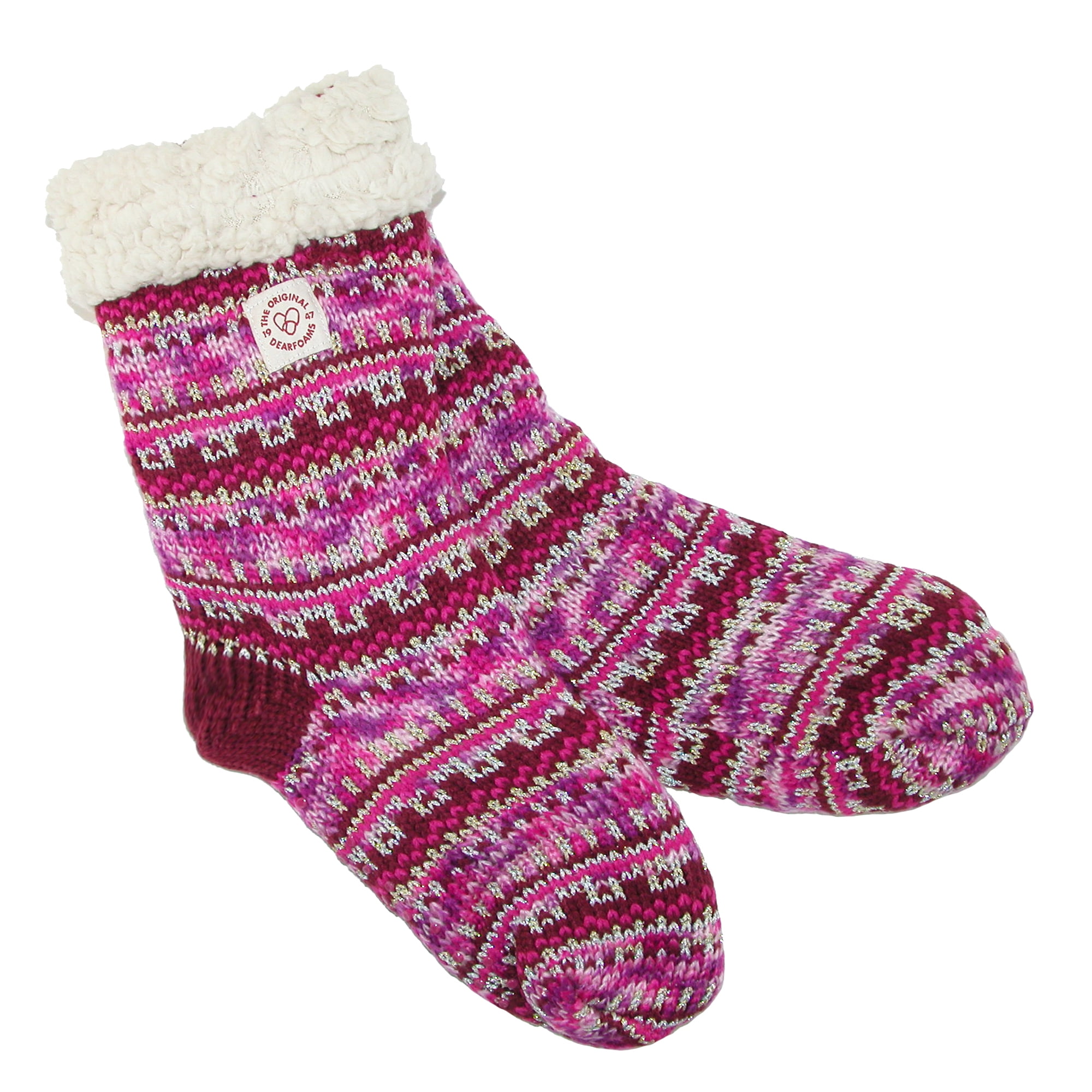 Dearfoams Women's Fairisle Plush Slipper Sock