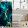 thumbnail image 3 of Manfei Dreamy Teal Cosmic Cloud Shower Curtain 72Wx78L,Celestial Stars Bath Curtain, 3 of 5