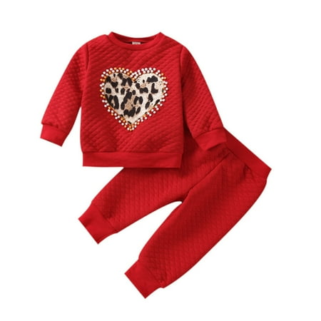 

Kids Toddler Baby Girls Autumn Winter Valentine s Day Print Cotton Long Sleeve Sweatshirt Pants Tops Tracksuit Set Clothes