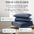 thumbnail image 3 of Southshore Fine Linens Vilano Reversible Oversized Quilt Set, 110 GSM Double Brushed Microfiber, 120 GSM Fill, Lightweight, 3 Piece, 1 Quilt and 2 King Shams, Dark Blue, King/California King, 3 of 11