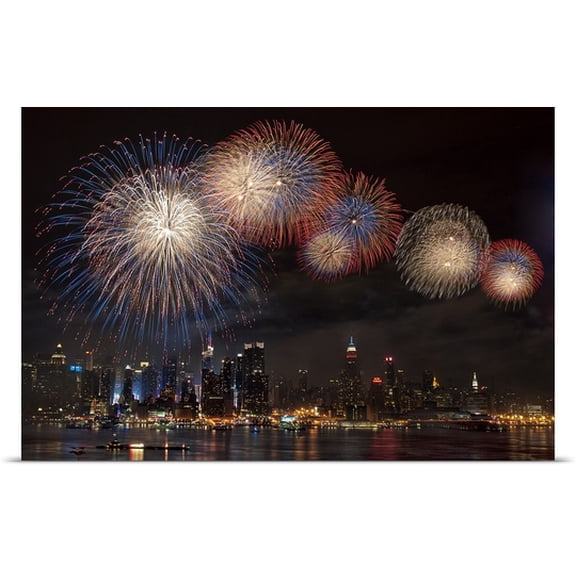 Great BIG Canvas Nino Ignacio Poster Print entitled Macy's July 4th Fireworks At Hudson River