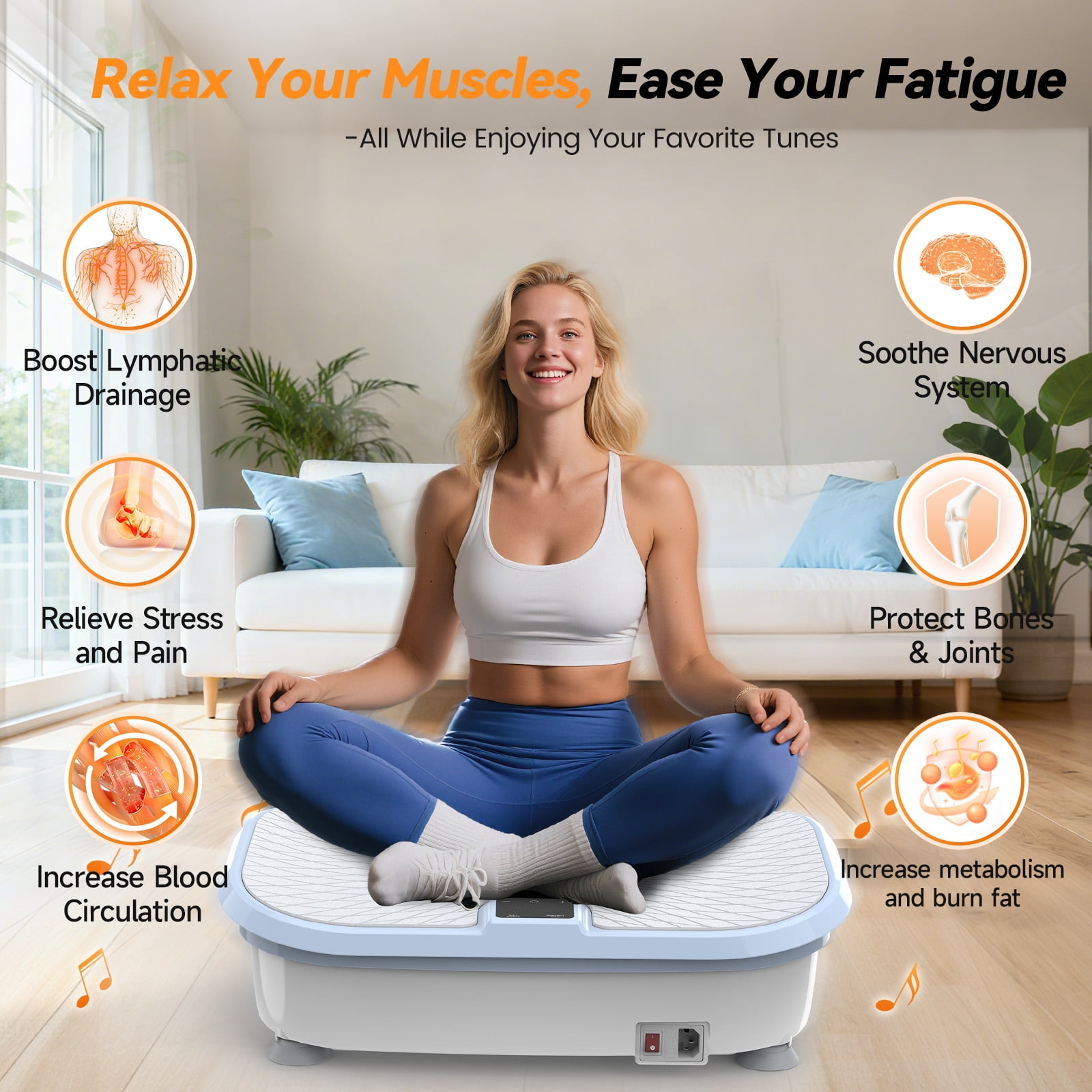 UPGO Vibration Platform Machine, full Body Workout Vibration Fitness Platform, 400 lbs Weight Capacity, Multiple Exercise Modes, Includes Resistance Bands and Remote Control.