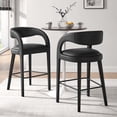 thumbnail image 3 of Modway Pinnacle 30" Upholstered Faux Leather Bar Stool in Black (Set of 2), 3 of 10