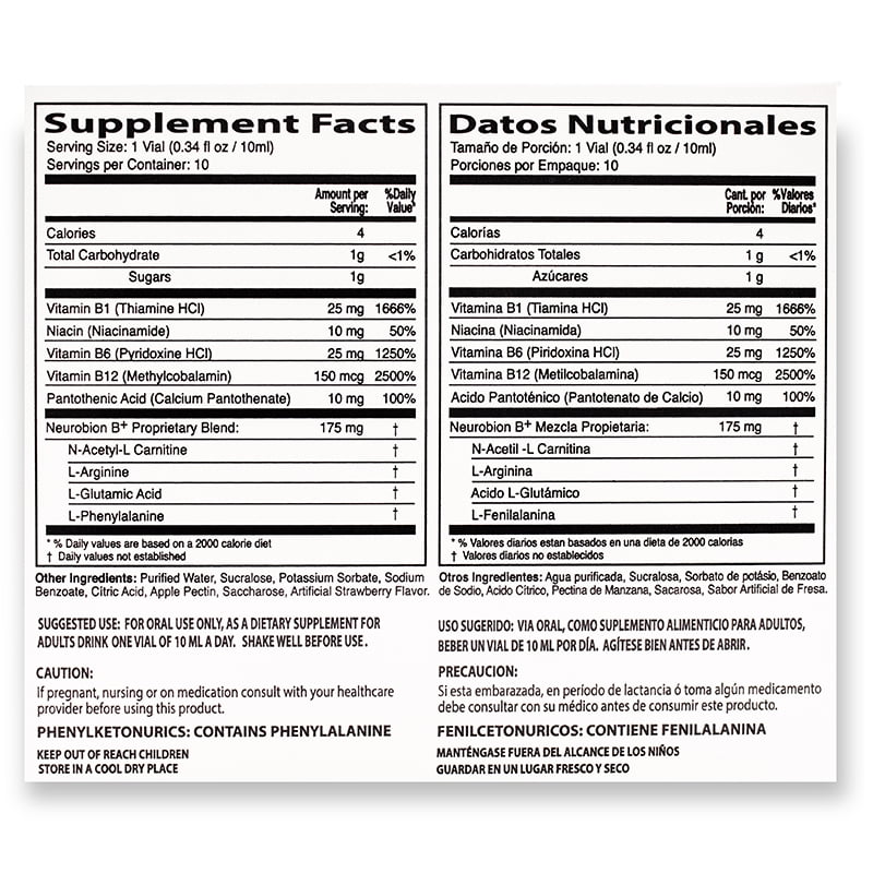 Buy Neurobion Plus Liquid Dietary Supplement B Complex 10 Vials Online