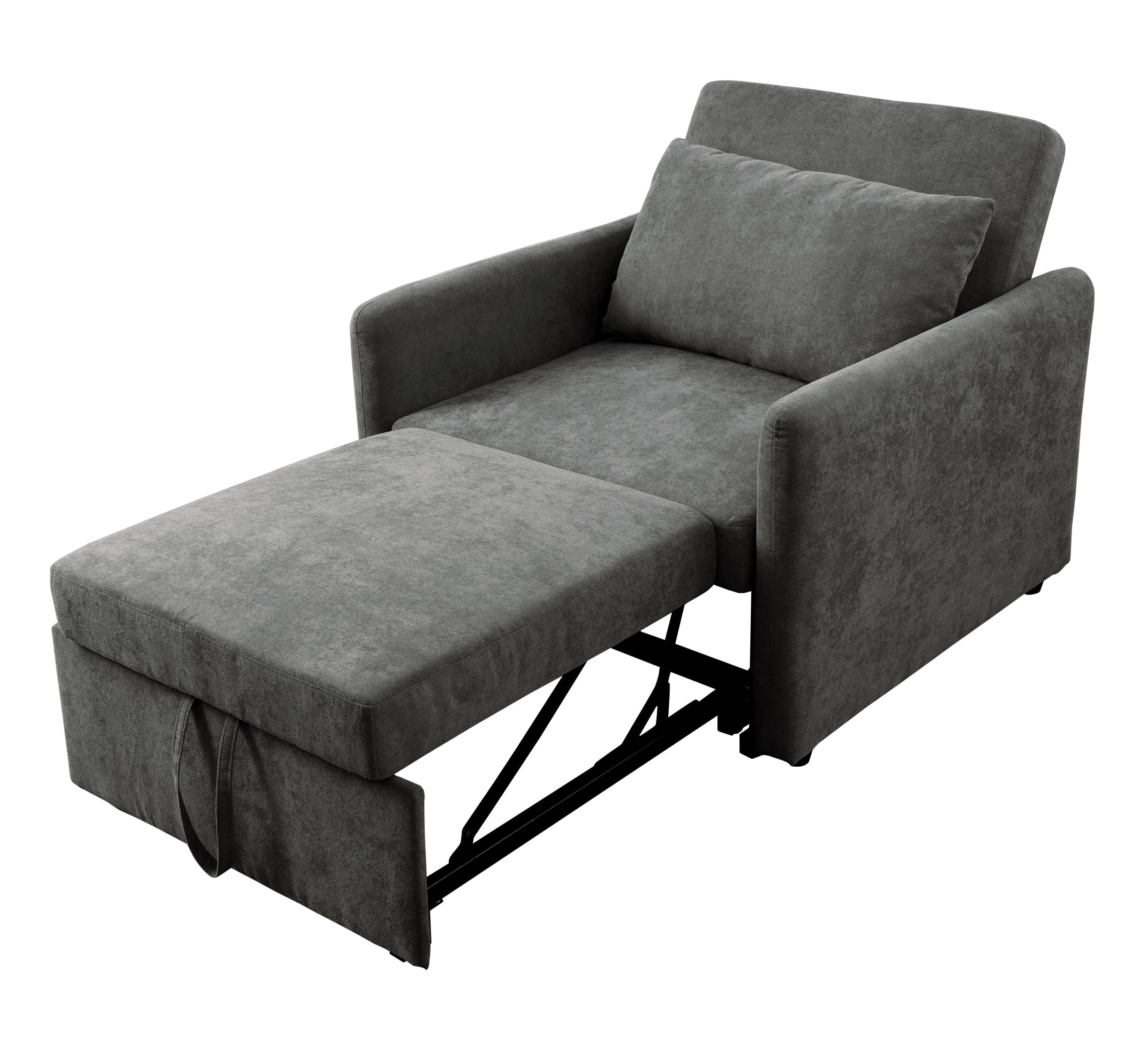 Aukfa 36" Chaise Futon Convertible Sofa Bed, Pull Out Sleeper Chair Bed for Home Office, Lint, Gray