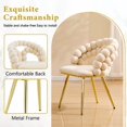thumbnail image 3 of Juego de 2 Sillas de comedor de terciopelo de cadena de bola de silla de burbuja hinchada amarilla con piernas de oro, sillas modernas tapizadas de acento para el comedor y la cocina, 3 of 5