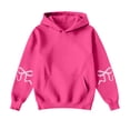 thumbnail image 7 of Women's Fashion Lightweight Long Sleeve Pullover with Pockets Preppy Graphic Hoodie with Bow Print for Casual Style,Hot Pink,2XL, 7 of 7