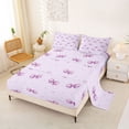 thumbnail image 2 of Erosebridal Purple Ribbon Bed Sheets for Girl, Butterfly Knot King Sheets, 4 Pieces, 2 of 5