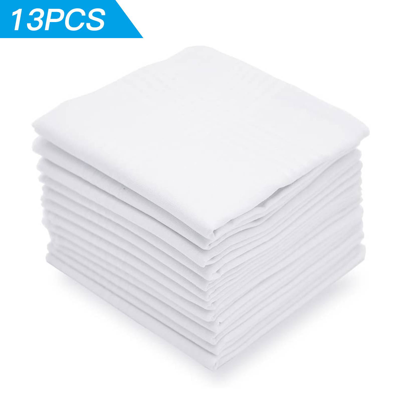Men's White 100% Cotton Stylish Hanky Handkerchiefs Gift Set 3 PACK 