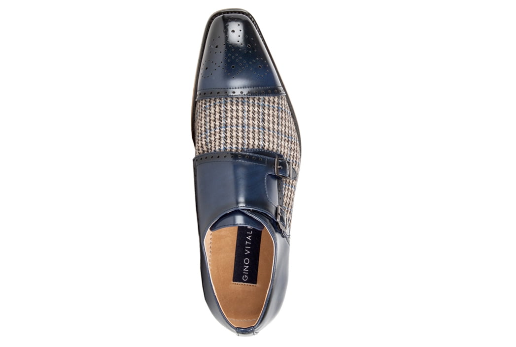 GINO VITALE DOUBLE MONK STRAP HOUNDSTOOTH MEDALLION CAP TOE FTL-11-174 Gino Vitale Double Monk Strap Houndstooth Medallion Cap Toe  main image 2