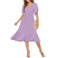 thumbnail image 1 of Vestido de verano AUSELILY para mujer, cuello en V, manga corta, morado claro, 1 of 6