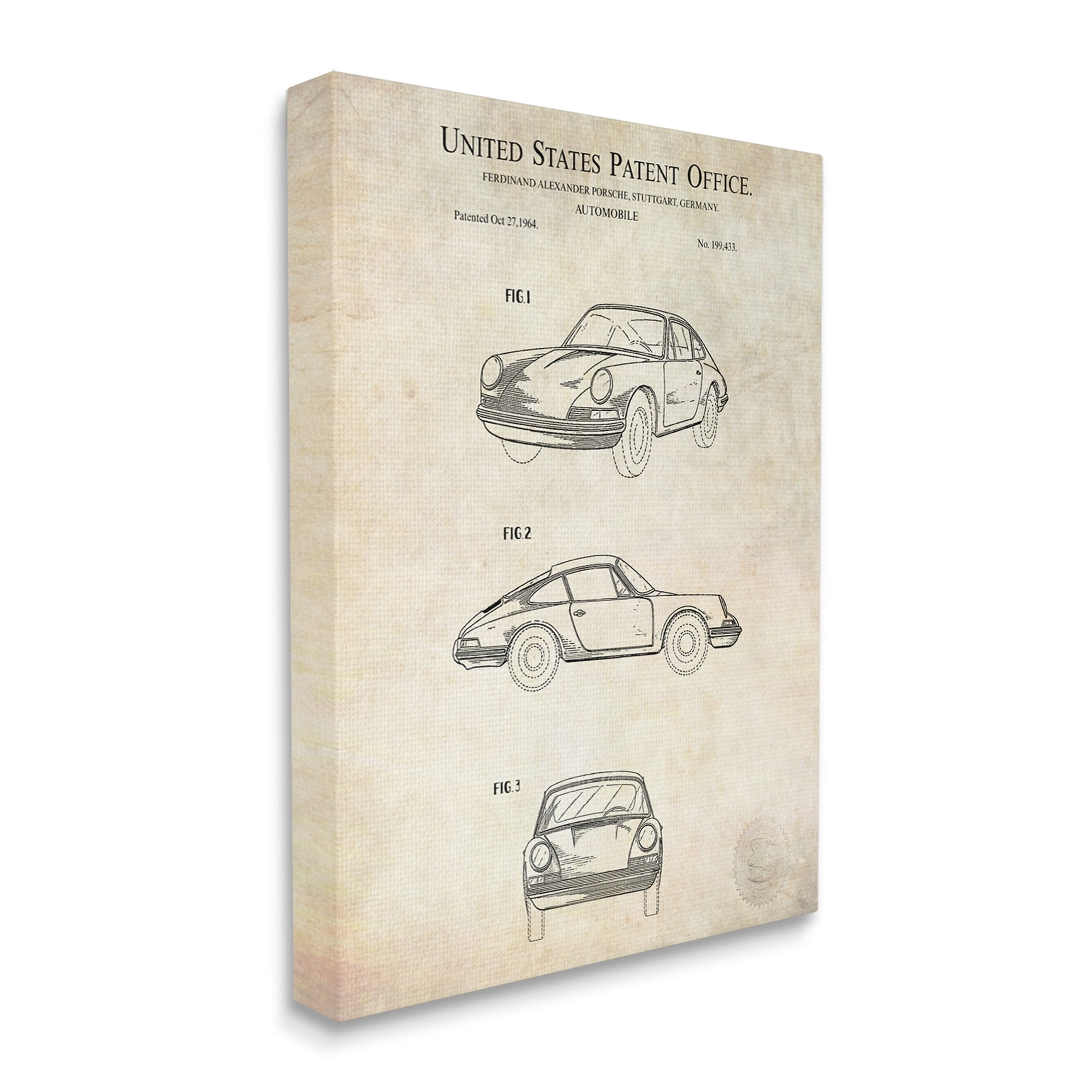 Stupell Industries Automobile Car Detailed Blueprint Diagram Patent Office Text Canvas Wall Art, 24 x 30, Design by Karl Hronek
