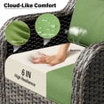 thumbnail image 4 of MeetLeisure 5 Piece Wicker Patio Furniture Set, 2 Swivel Rocker Chairs, 2 Rattan Armchairs, 1 Side Table, High Back, Deep Seating, Thick Cushions for Deck Porch, Green, 4 of 10