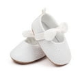 thumbnail image 2 of Douhoow Baby Girls Princess Shoes Soft Bow Lace Flower Crib Shoes Rubber Sole Non-slip First Walkers Shoes, 2 of 8