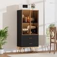 thumbnail image 1 of Yiwa Tall Kitchen Storage Cabinet with Glass Doors, Features 2 Drawers and Multiple Shelves, Versatile Display Sideboard for Living Room, Office, Entryway, or Buffet Use, 1 of 7