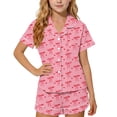 thumbnail image 3 of WAVSUF Outfits for Kids Girls Print Turn-down Collar Top and Elastic Shorts Summer Casual Home Clothes Red Size 13-14, 3 of 8