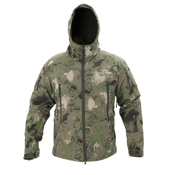 IROINNID Men's Hoodie Storm Jacket Long Sleeve Camoflage Casual Warm Fleece Waterproof Soft Outdoor Jacket