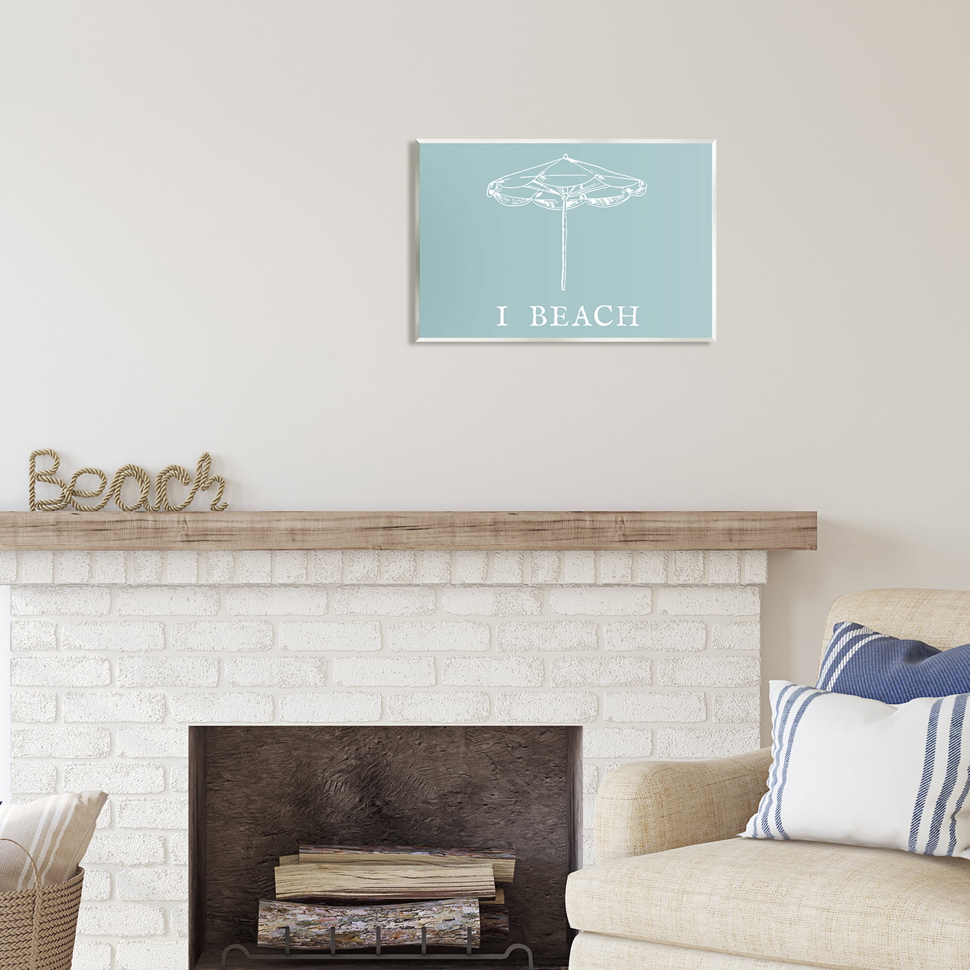 Stupell Industries I Beach Phrase with Umbrella Inspirational Painting Unframed Art Print Wall Art, 19 x 13