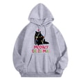 thumbnail image 4 of XIAOCHA Womens Hoodies "Meowy Christmas" Black Cat Print Trendy Hooded Sweatshirt Long Sleeve Kangaroo Pockets Hoodie Holiday, 4 of 4