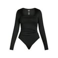 thumbnail image 5 of Madden NYC Women's Ruched Square Neck Bodysuit, Sizes XXS-XXL, 5 of 5