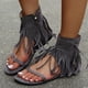thumbnail image 4 of Sandalias romanas con punta de jersey y cremallera lateral plana, transpirables, informales, vintage, para mujer Wmkox8yii  nm2432, 4 of 5
