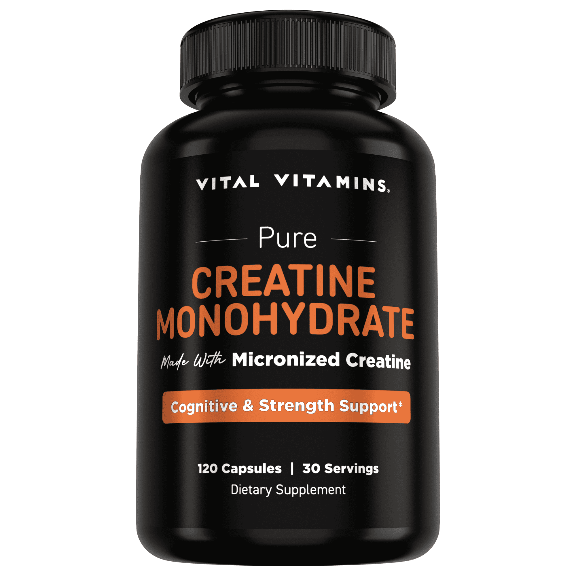 Vital Vitamins Creatine Monohydrate Capsules – Muscle Strength, Recovery & Cognitive Support for Men & Women – 120 Vegan Pills