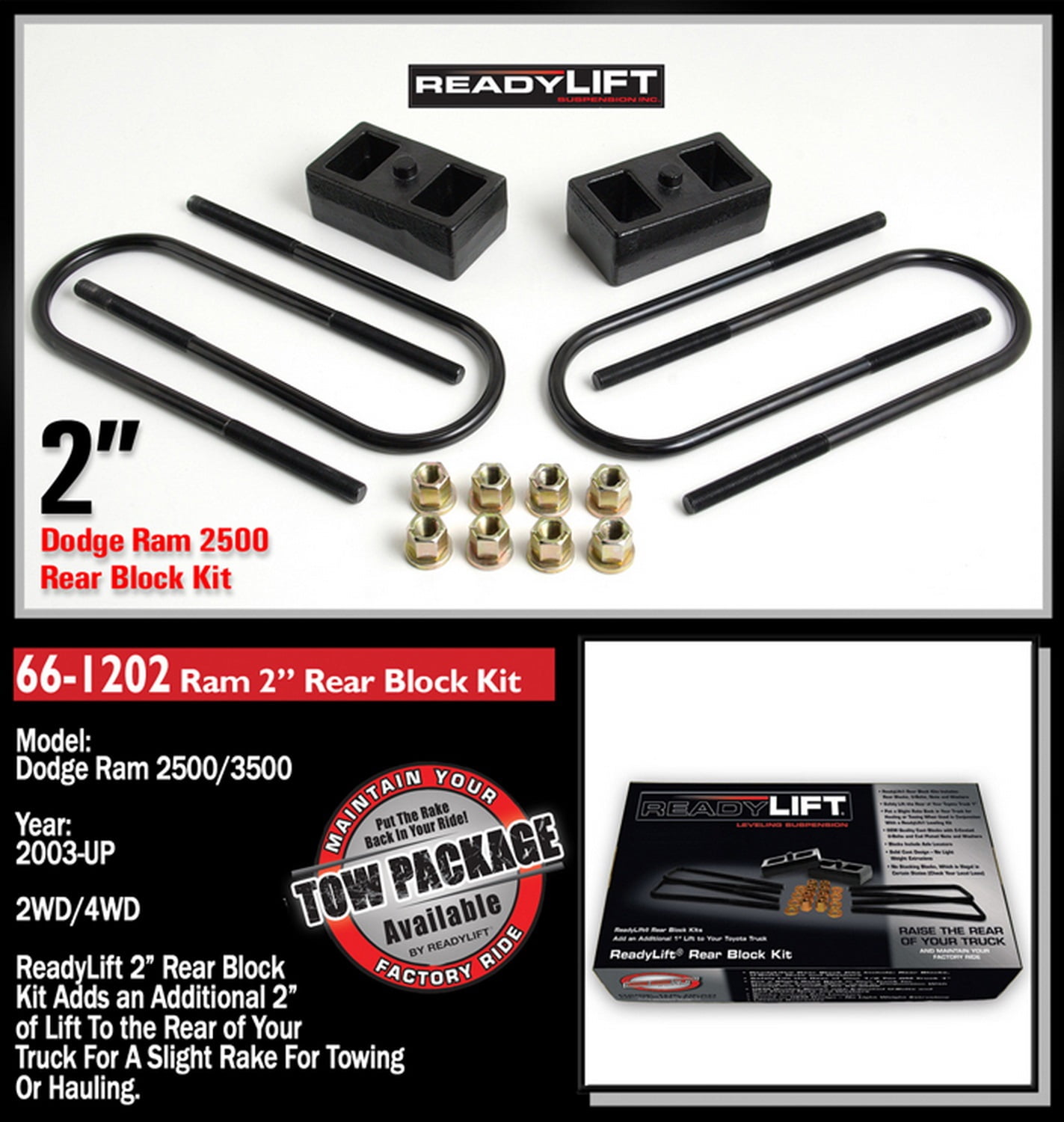 ReadyLift Suspension 03-13 Dodge Ram 2500/3500 2.0in OEM Style Rear Lift Block Kit