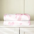 thumbnail image 3 of Initial Letter J Flannel Fleece Blanket,Princess Style Pink Bowknot Girly Romantic Bed Super Soft Blanket Teens,Dreamy Bow Love Hearts Kawaii Pink Decor,40"x50", 3 of 6