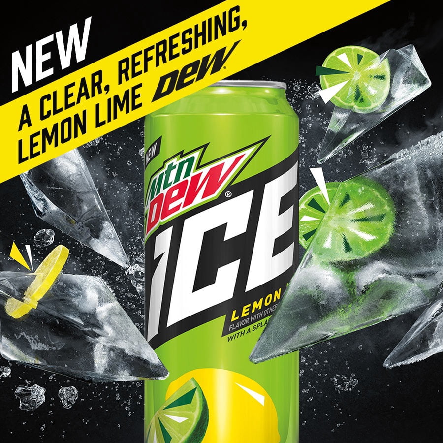 Mountain Dew ICE, Lemon Lime Soda, 16 fl oz. Can
