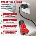 thumbnail image 3 of Battery Charger Converter USB Adapter for Mil*waukee 12V Lithium Battery N12 Supply DC 12V Output, 3 of 8