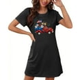 thumbnail image 4 of Camisón corto de talla grande para mujer, camisón de manga corta con estampado de pecho a la moda, camisón para mujer, 4 of 7
