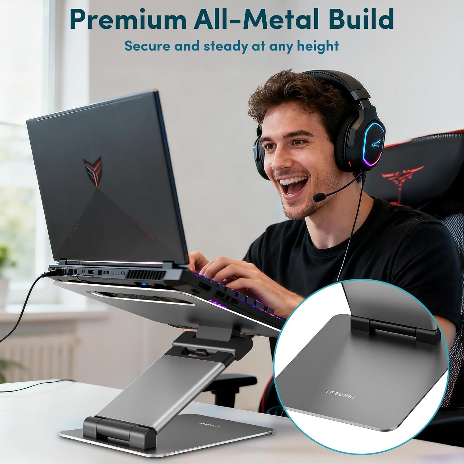 Ergonomic Adjustable Laptop Stand for Desk - Height Up to 20" Portable Computer Laptop Riser Holder, Fits All Inches Laptops, Back to School Gift for Men & Women