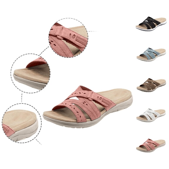YOUYEDIAN Orthopedic Casual Sandals for Women Arch Support Summer Flat Sandals Breathable Slip on Non Slip Sneakers Beach Vacation 2026 New Orthopedic Shoes