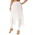thumbnail image 4 of Doomiva Skirted Leggings for Women Asymmetrical Sheer Chiffon Ballet Dance Leggings Chiffon Pantskirt White 3XL, 4 of 7