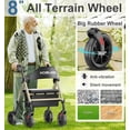 thumbnail image 3 of Andadores HOMLAND para personas mayores con asiento, andador plegable con ruedas, marco de aluminio reforzado, ruedas grandes de goma de 20 cm para todo terreno, andador ligero con ruedas y altura aju, 3 of 5