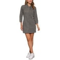 thumbnail image 2 of INSPIRE CHIC Women's Denim Dress 3/4 Sleeve Button Down Mini Jean Shirt Dress S Grey, 2 of 6
