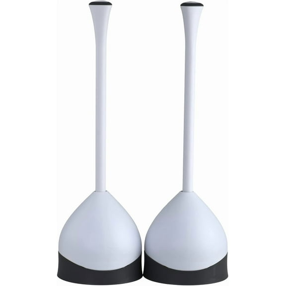 Toilet Plunger with Hideaway Caddy, Set of 2 – for Bathroom Organization and Storage, Bathroom Accessories, Toilet Unclogger, with Holder, White