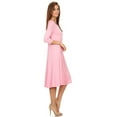 thumbnail image 3 of Women's Relaxed Fit 3/4 Sleeve Round Neck Jersey Knit A-Line Solid Maxi Dress, 3 of 4