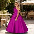 thumbnail image 5 of CHEEREAM Kids One Shoulder Dress Elegant Tulle Flower Maxi Dresses with Big Bow Girls Satin Princess Pageant Gown First Communion, 5 of 6