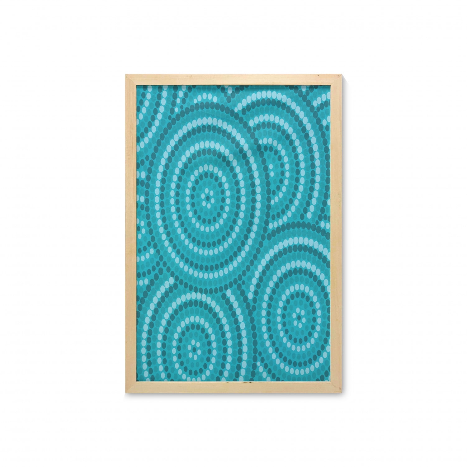 Teal Wall Art with Frame, Abstract Aboriginal Tradition Dot Painting