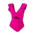 thumbnail image 5 of Outfmvch One Piece Swimsuit Women Swimsuit Coverup for Women Tummy Control Swimsuits Women's Conservative Printed High Waisted Totanchini with Breast Pad without Steel Hot Pink S, 5 of 5