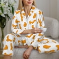thumbnail image 6 of Yiaed Cartoon Squirrel Print Pajamas Women's Long Sleeve Sleepwear Soft Button Down Loungewear Pjs Lounge Set Nightwear Womens Pajama Pants-XX-Large, 6 of 7