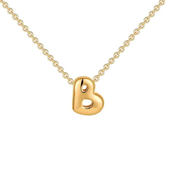 HIJONES Women's Stainless Steel Dainty Bubble Initials A-Z Alphabet Necklace Simple Classic Collarbone Chain Pendant Birthday Jewelry Gift Silver Letter A